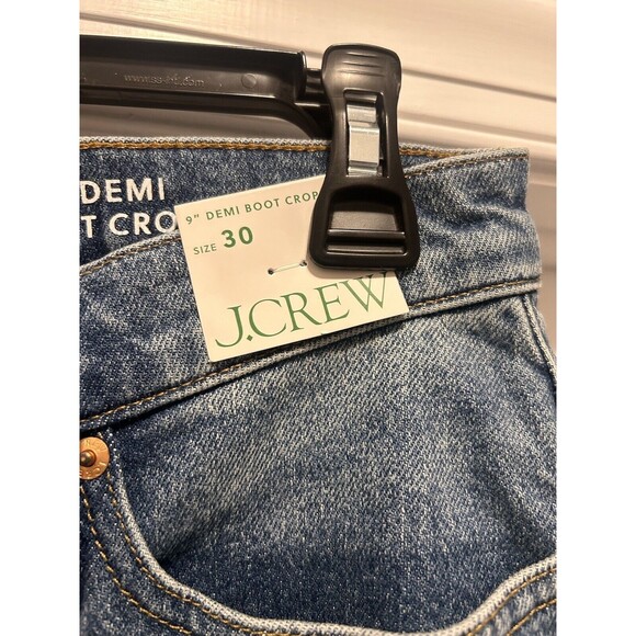 New J. Crew Demi Boot Crop Denim Jeans Women’s Size 30 Whiskered Medium Wash - Picture 2 of 8